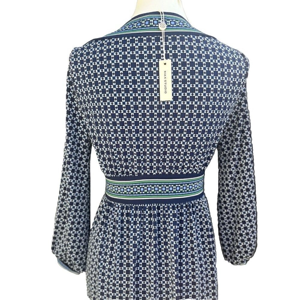 Max Studio Blue Navy Printed Women's Size Small S Sheath Dress $98 - Picture 11 of 16